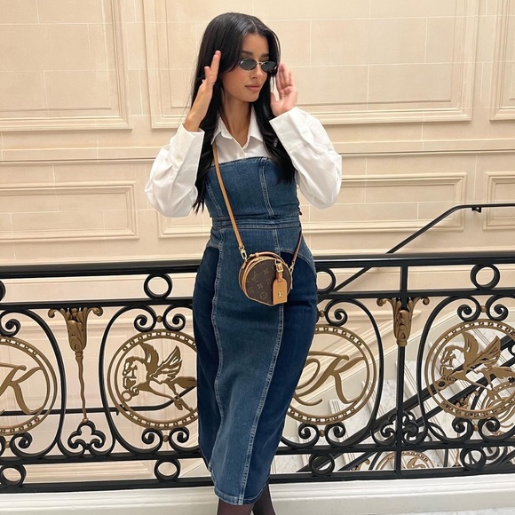 Zara Blue Patchwork Denim Dress - Picture 7 of 17